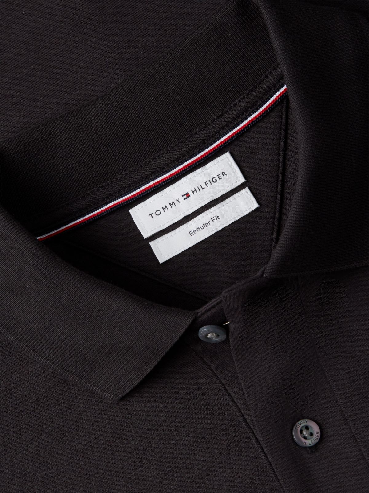Fluid Cotton Long Sleeve Polo Shirt — Black