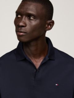 Fluid Cotton Long Sleeve Polo Shirt — Blue 4