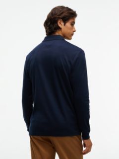 Fluid Cotton Long Sleeve Polo Shirt — Blue 5