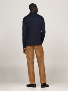 Fluid Cotton Long Sleeve Polo Shirt — Blue 6