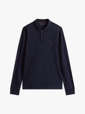 blue regular long sleeve polo shirt for men tommy hilfiger