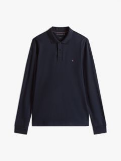 Fluid Cotton Long Sleeve Polo Shirt — Blue 7