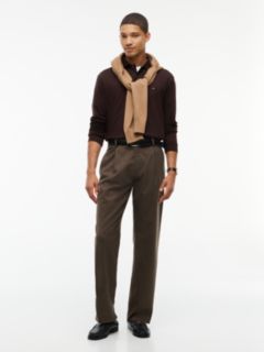 Fluid Cotton Long Sleeve Polo Shirt — Brown 2