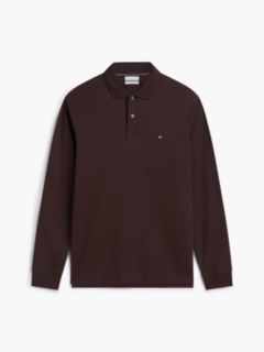 Fluid Cotton Long Sleeve Polo Shirt — Brown 5