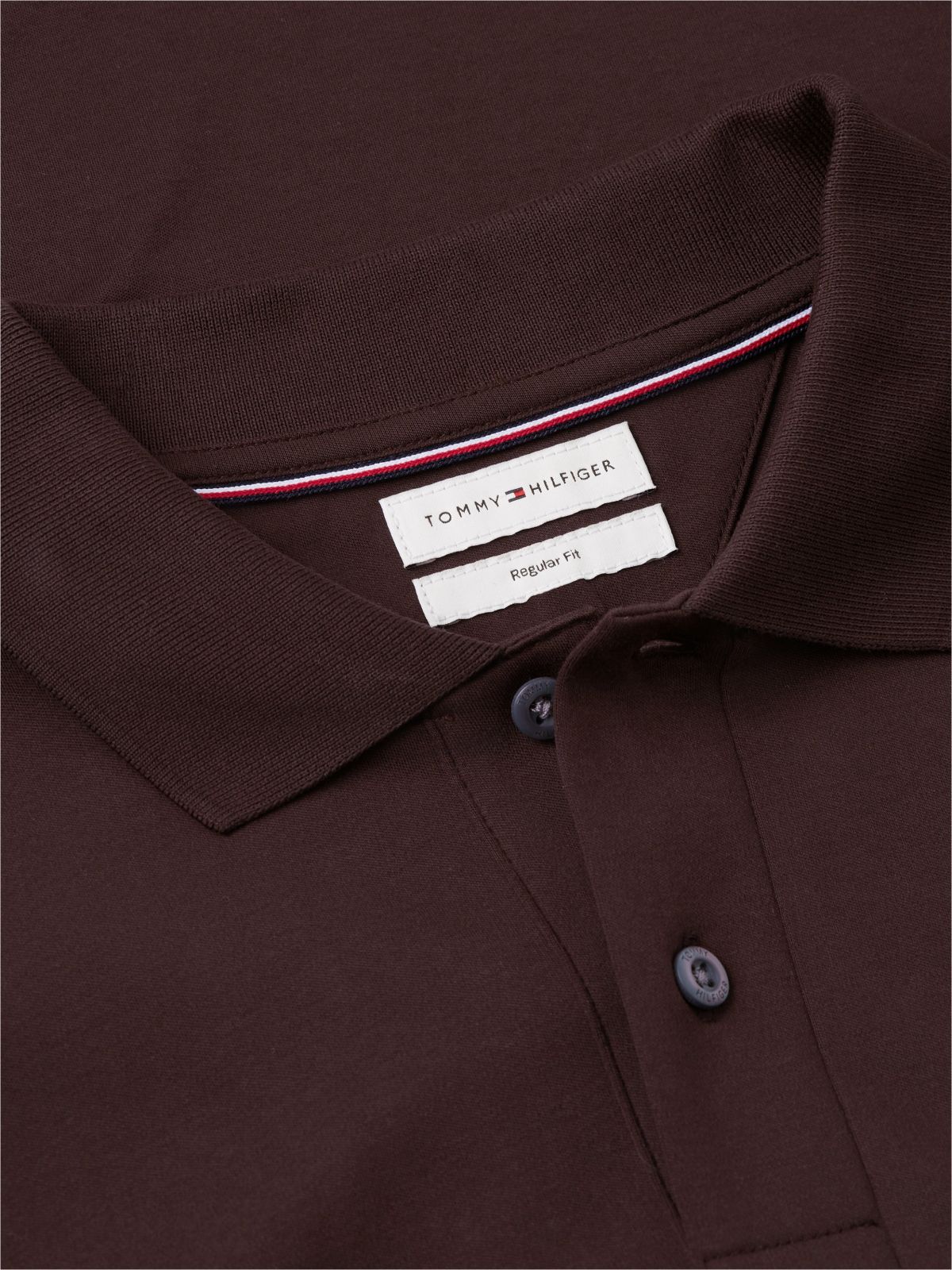 Fluid Cotton Long Sleeve Polo Shirt — Brown