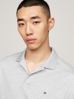 Fluid Cotton Long Sleeve Polo Shirt — Grey 4