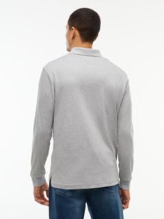 Fluid Cotton Long Sleeve Polo Shirt — Grey 5