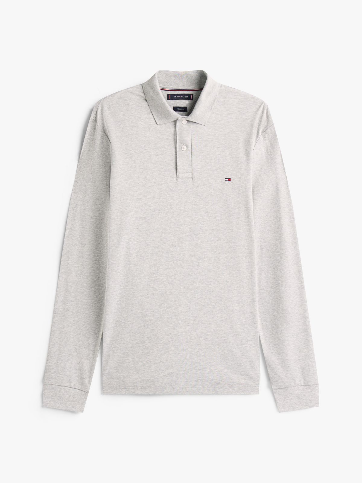 Fluid Cotton Long Sleeve Polo Shirt — Grey