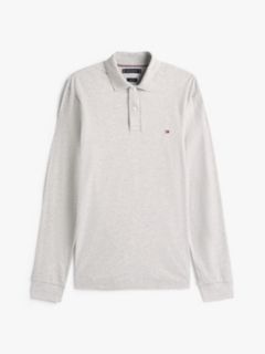Fluid Cotton Long Sleeve Polo Shirt — Grey 7