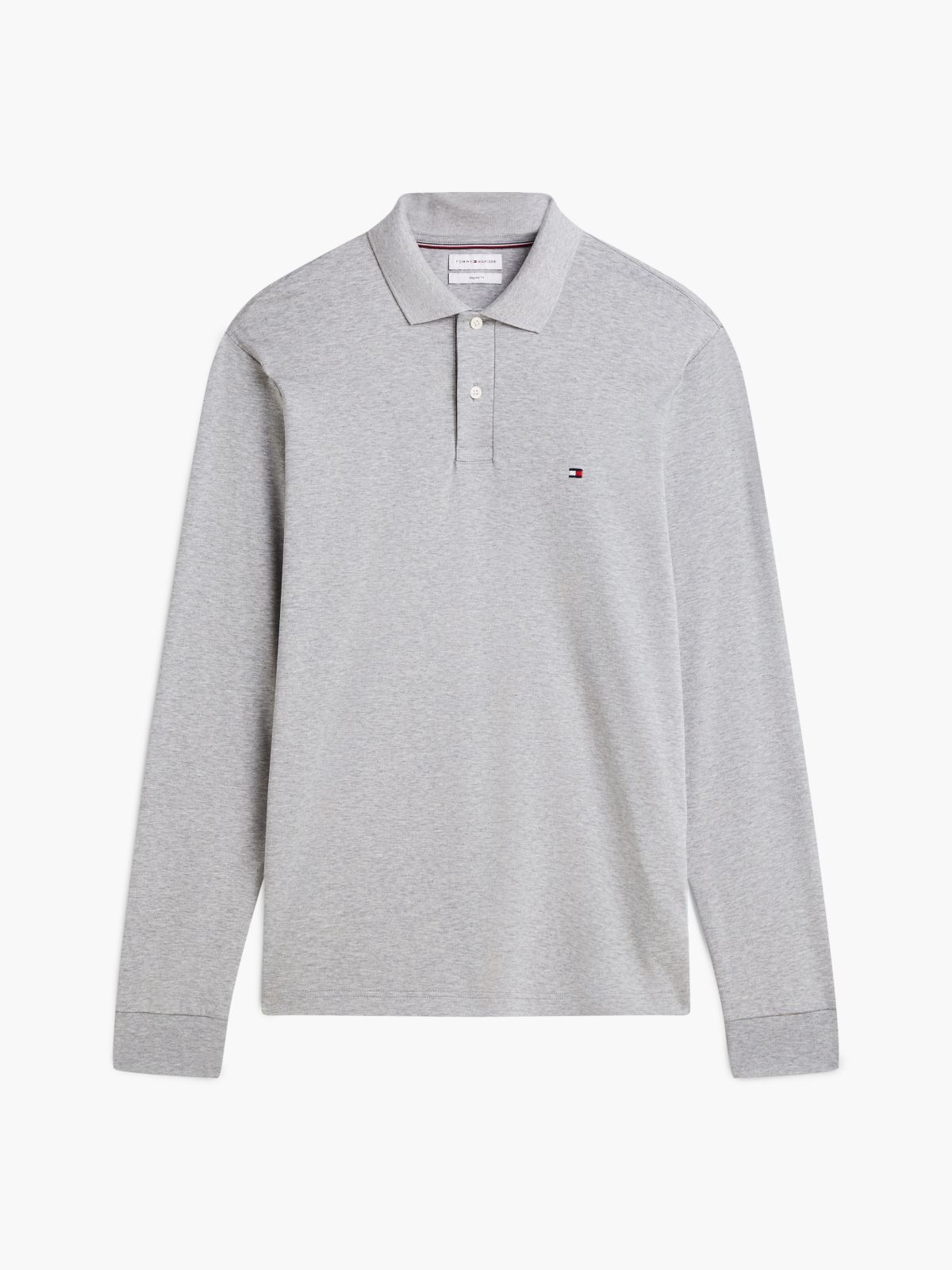 Fluid Cotton Long Sleeve Polo Shirt — Grey