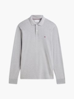 Fluid Cotton Long Sleeve Polo Shirt — Grey 8