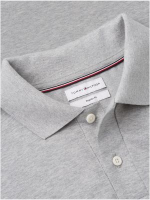 grijs soepele katoenen polo met lange mouwen voor heren - tommy hilfiger