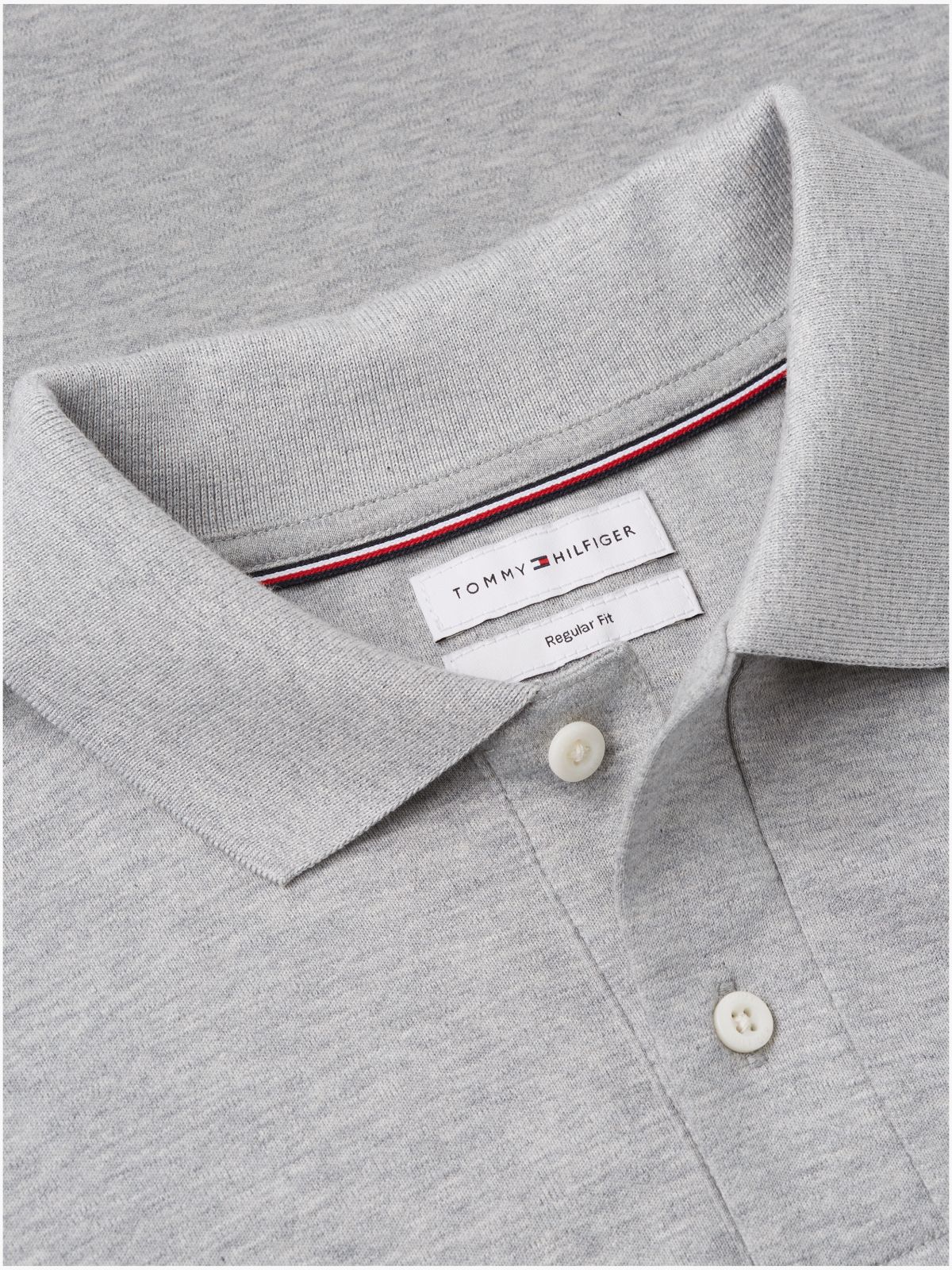 Fluid Cotton Long Sleeve Polo Shirt — Grey