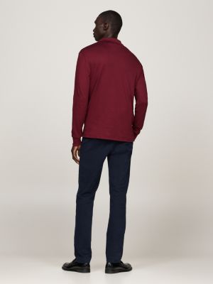 violett regular fit langarm-poloshirt für herren - tommy hilfiger
