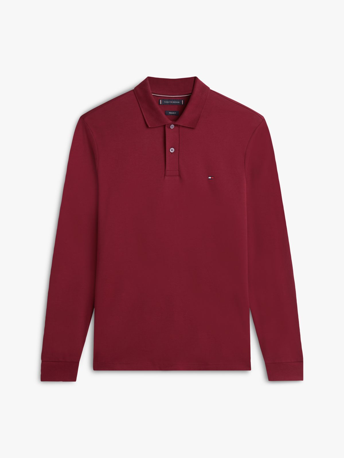 Fluid Cotton Long Sleeve Polo Shirt — Purple