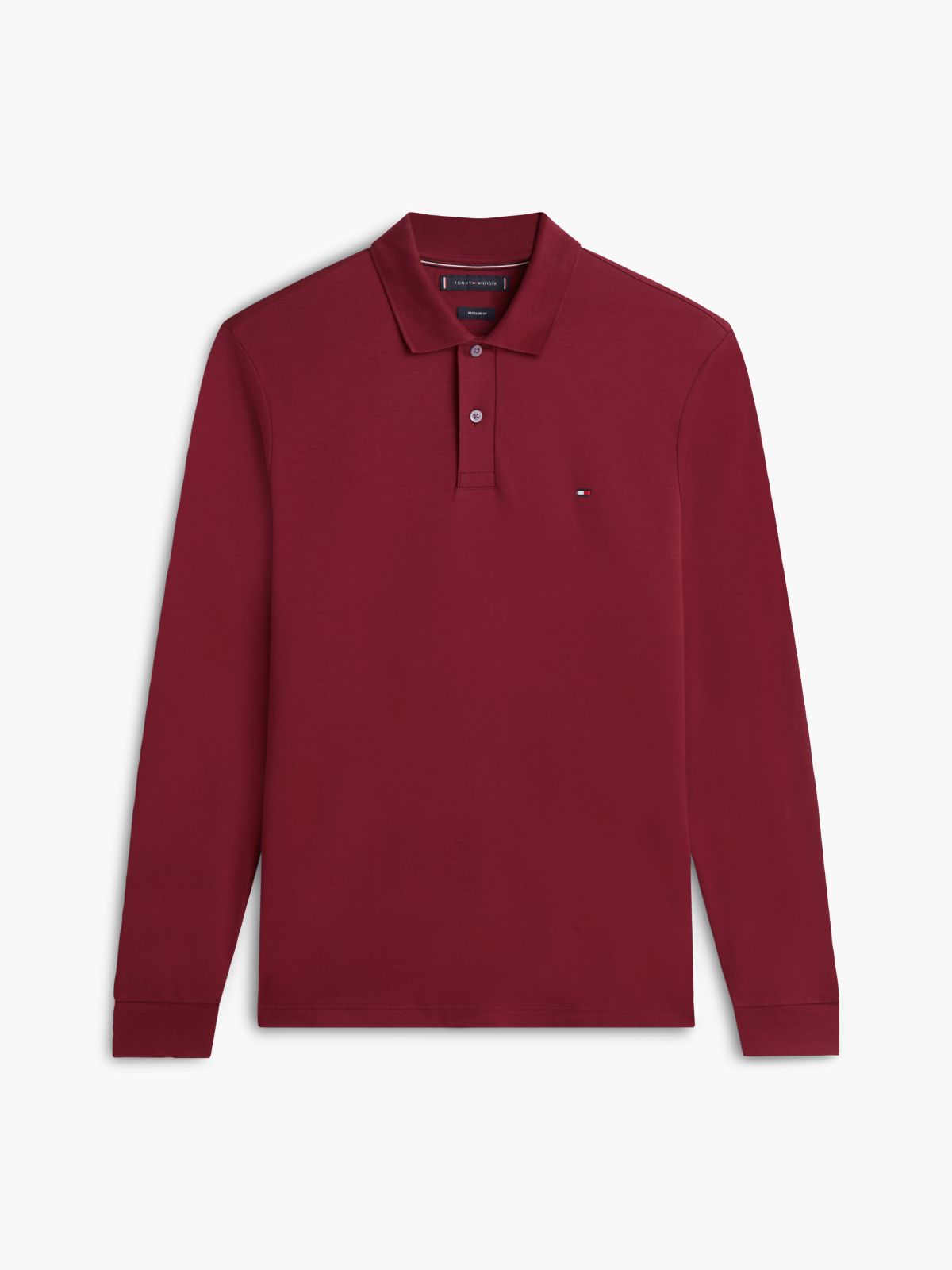 Fluid Cotton Long Sleeve Polo Shirt — Purple