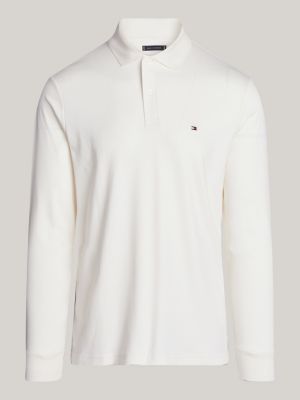 polo de manga larga y corte regular amarillo de hombres tommy hilfiger