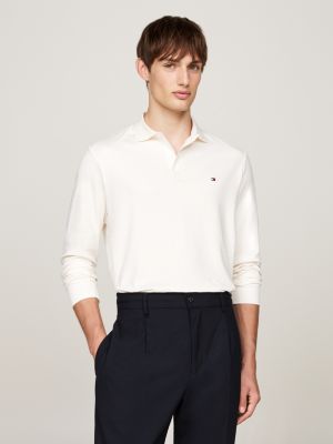 polo de manga larga y corte regular yellow de hombres tommy hilfiger