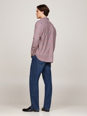 red brushed gingham check relaxed fit shirt for men tommy hilfiger
