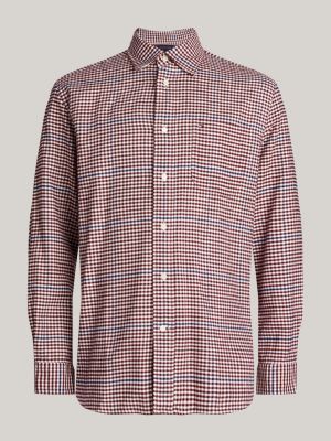 red brushed gingham check relaxed fit shirt for men tommy hilfiger