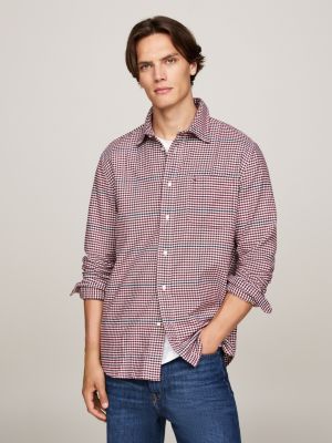 camicia relaxed fit a quadretti vichy red da uomini tommy hilfiger