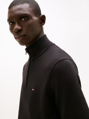 black quarter-zip mock turtleneck jumper for men tommy hilfiger