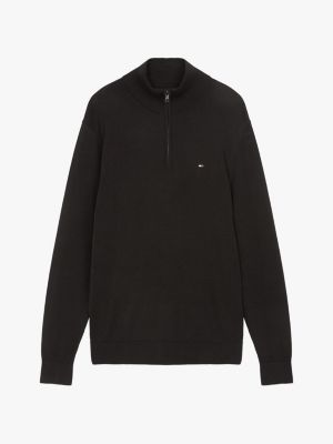 black quarter-zip mock turtleneck jumper for men tommy hilfiger