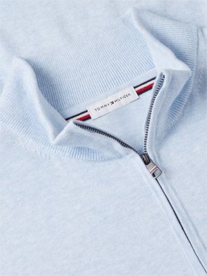 blue quarter-zip mock neck jumper for men tommy hilfiger