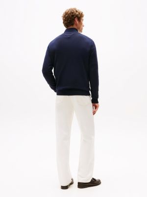 blue quarter-zip mock turtleneck jumper for men tommy hilfiger