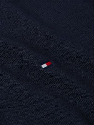 blau reißverschluss-pullover mit flag-stickerei für herren - tommy hilfiger