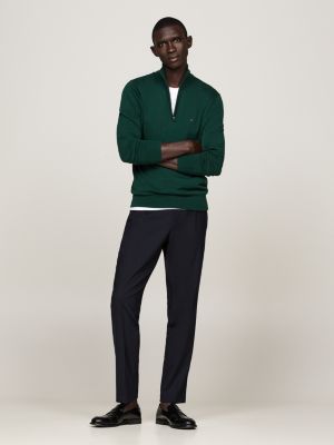 Quarter Zip Mock Turtleneck Jumper Green Tommy Hilfiger