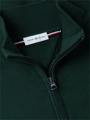 green quarter-zip mock neck jumper for men tommy hilfiger