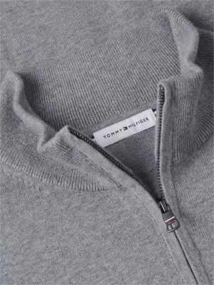 grey quarter-zip mock neck jumper for men tommy hilfiger