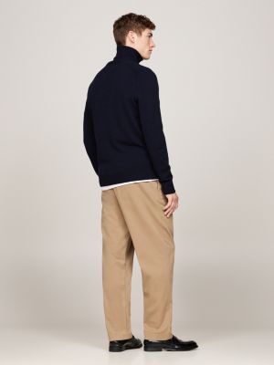 blau rollkragenpullover aus reiner wolle für herren - tommy hilfiger