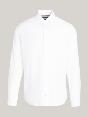 white smart casual slim fit dobby shirt for men tommy hilfiger