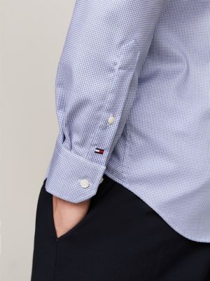 grey smart casual check slim fit shirt for men tommy hilfiger