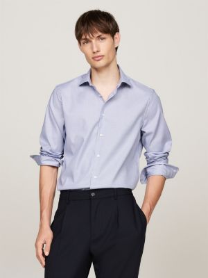 chemise ajustée smart casual à carreaux grey pour hommes tommy hilfiger