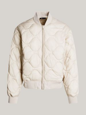 beige onion quilted water repellent bomber jacket for men tommy hilfiger