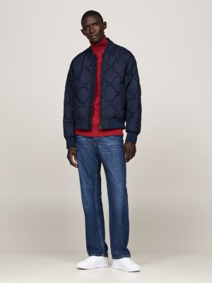 blue onion quilted water repellent bomber jacket for men tommy hilfiger