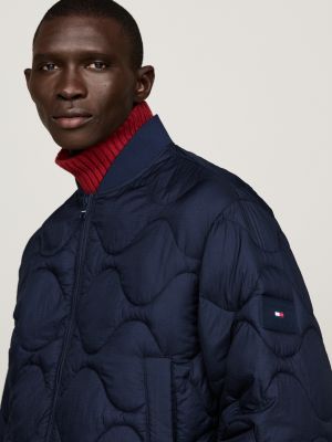 blue onion quilted water repellent bomber jacket for men tommy hilfiger