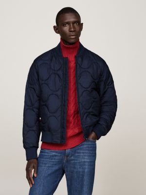 blue onion quilted water repellent bomber jacket for men tommy hilfiger