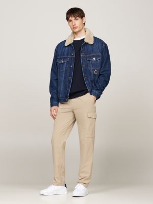 pantalón cargo harlem con pernera cónica beige de hombres tommy hilfiger