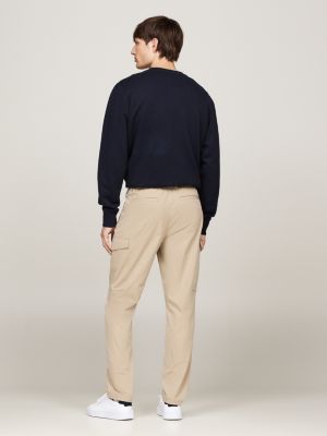 pantalón cargo harlem con pernera cónica beige de hombres tommy hilfiger