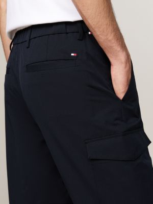 blue harlem anti-wrinkle tapered cargo trousers for men tommy hilfiger