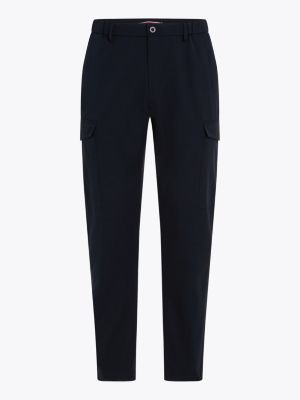 blue harlem anti-wrinkle tapered cargo trousers for men tommy hilfiger