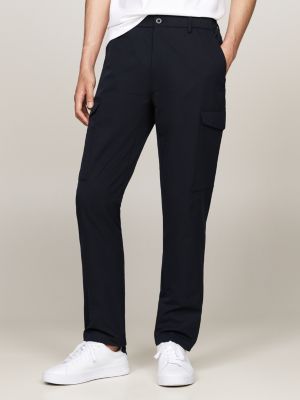 blue harlem anti-wrinkle tapered cargo trousers for men tommy hilfiger