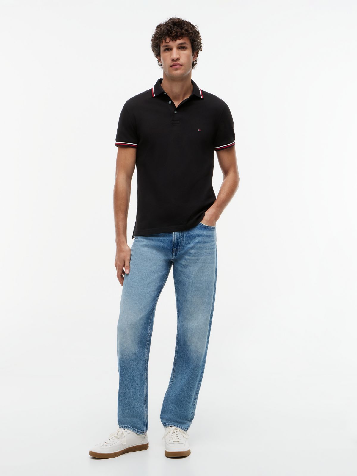 Slim Fit Tipped Polo Shirt — Black