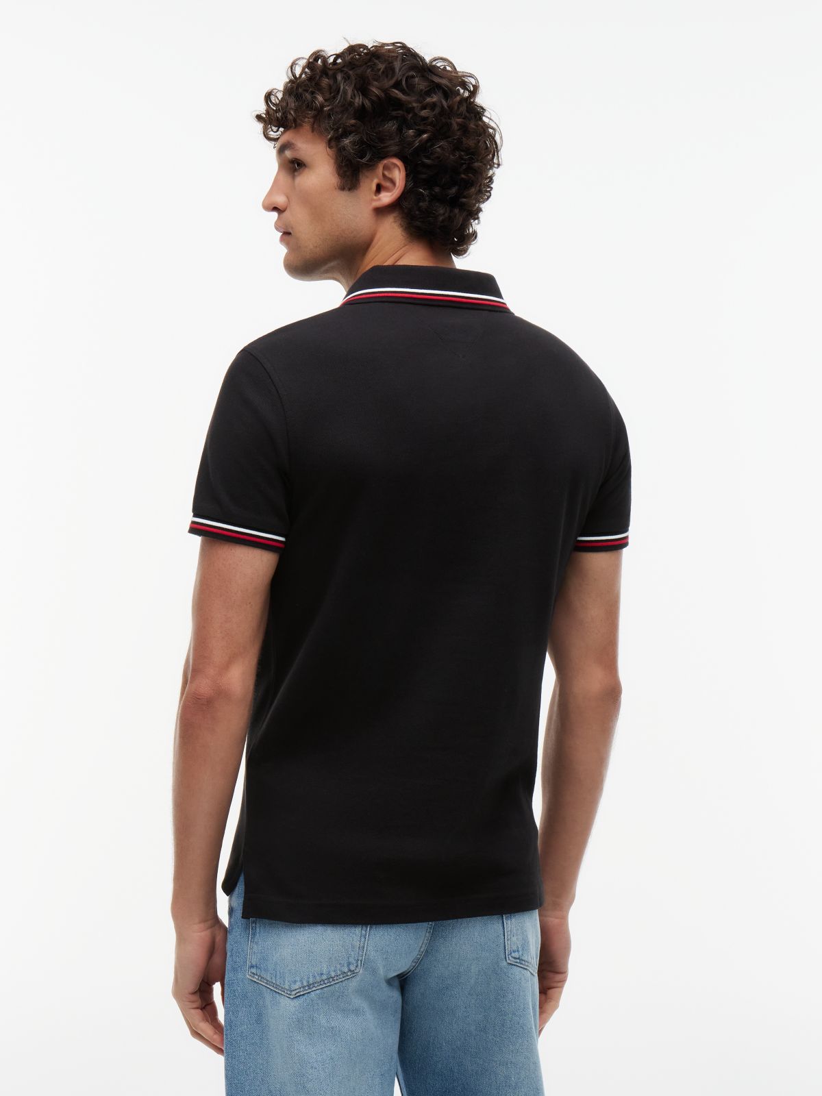 Slim Fit Tipped Polo Shirt — Black