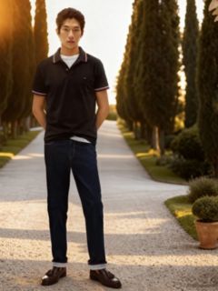 Slim Fit Tipped Polo Shirt — Black 5