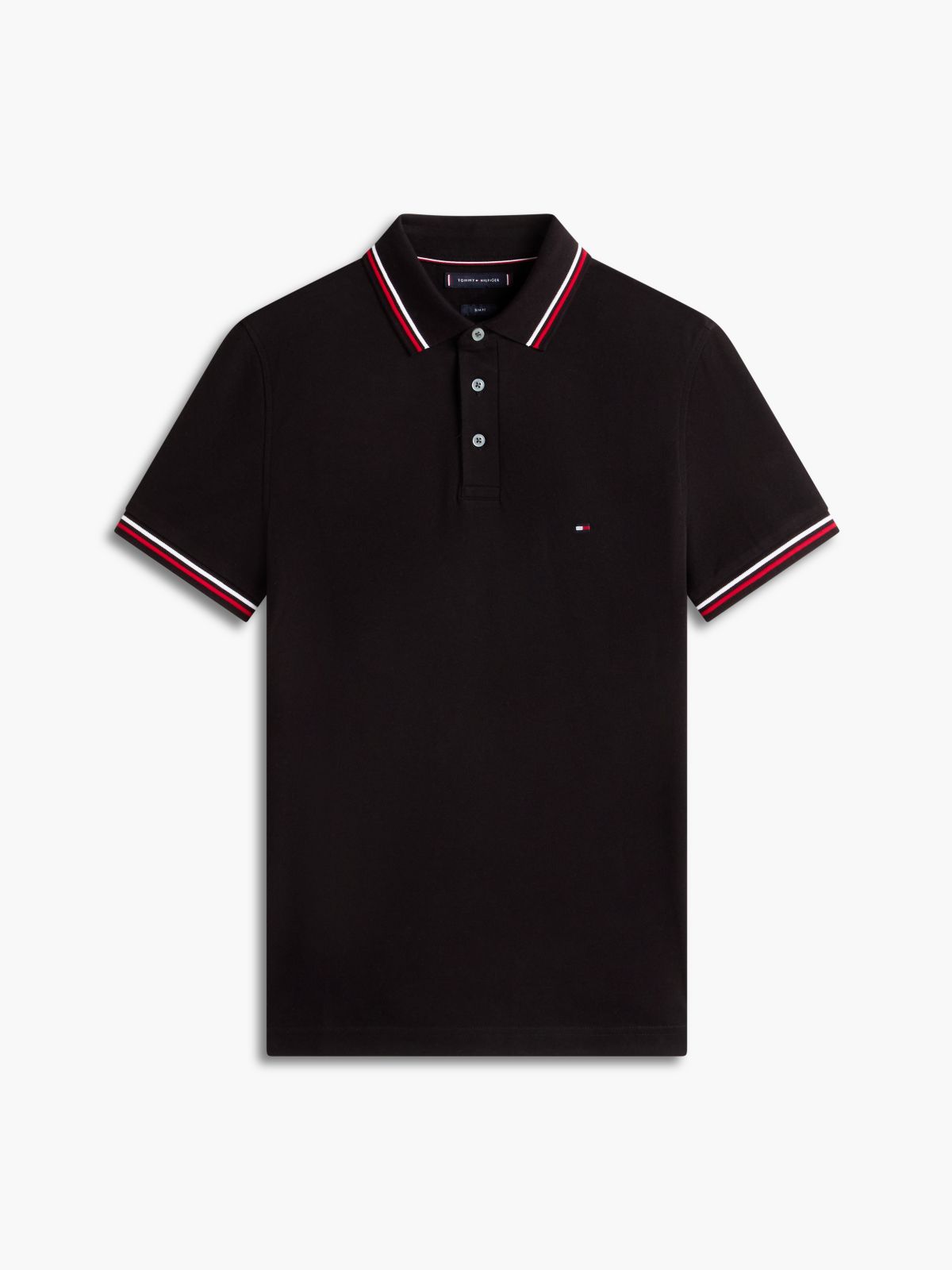 Slim Fit Tipped Polo Shirt — Black